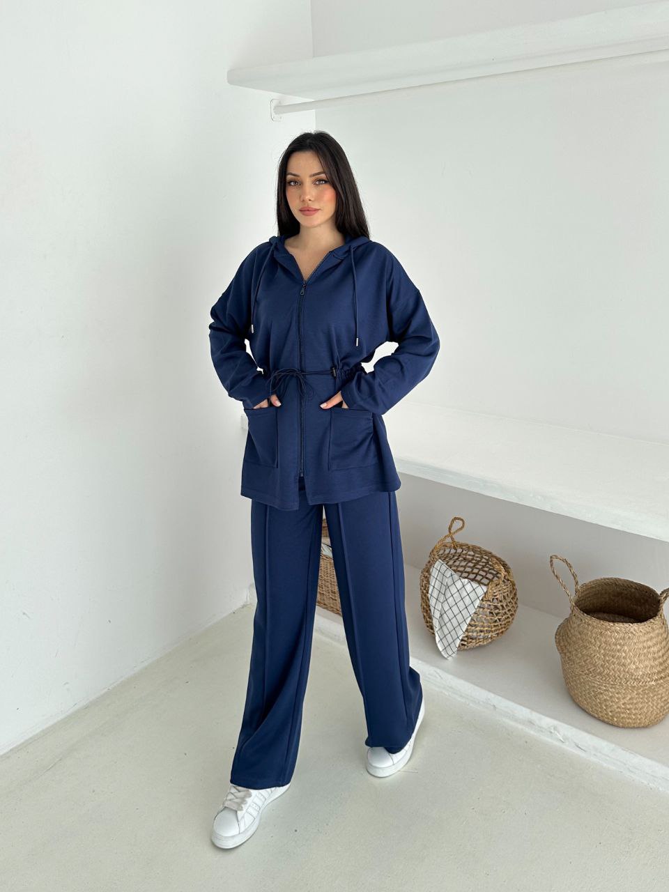 BELİ AYARLANABİLİR KAPÜŞONLU MODAL KUMAŞ TAKIM