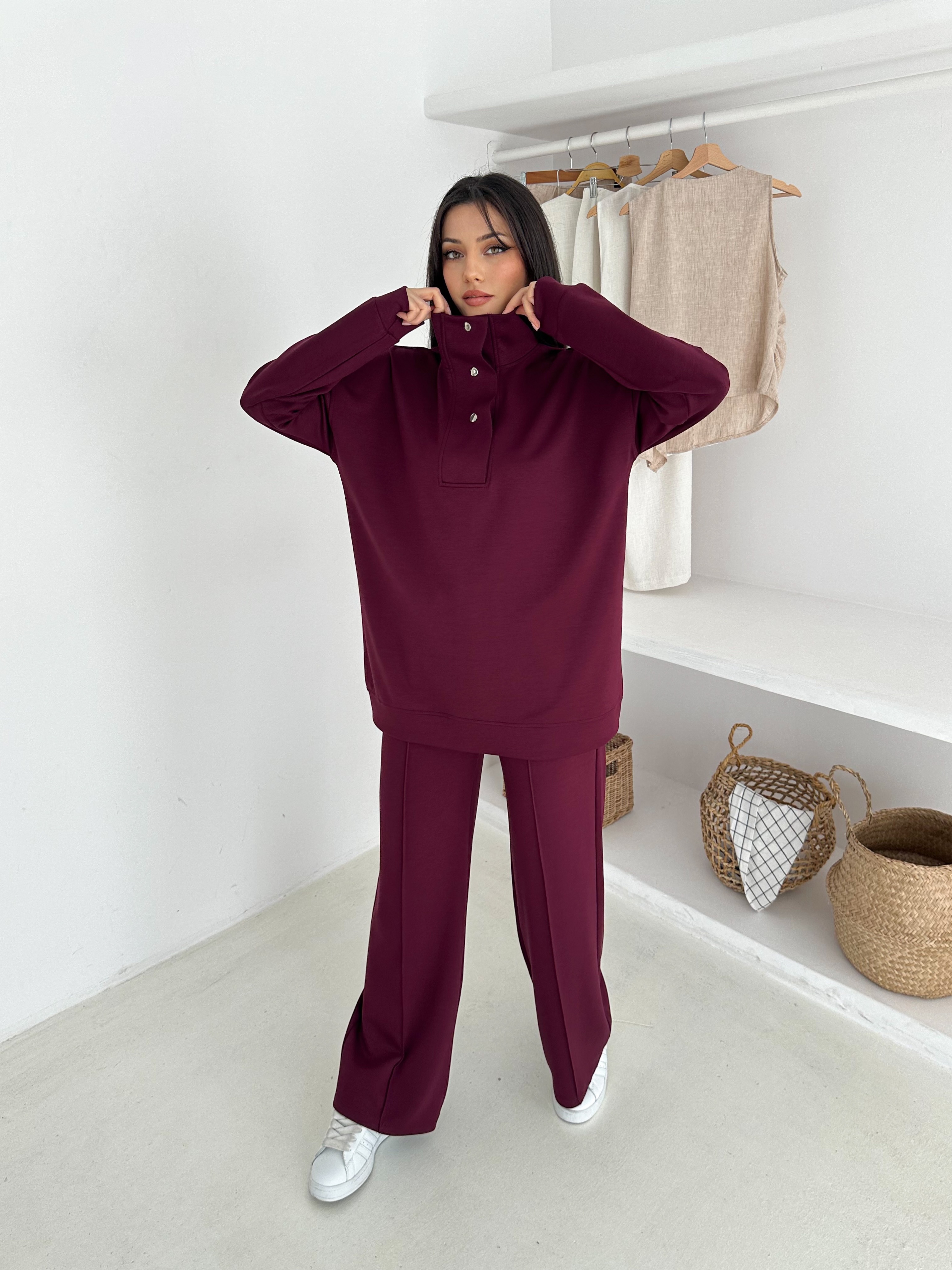 YAKA ÇITÇITLI MODAL KUMAŞ TAKIM